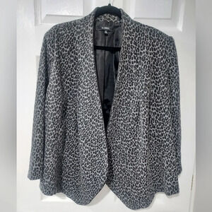 Elementz Gray and Black Leopard Print Open Front Long Sleeve Blazer in Size XL
